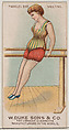 Parallel Bars, Vaulting, from the Gymnastic Exercises series (N77) for Duke brand cigarettes, W. Duke, Sons & Co.  American, Commercial color lithograph