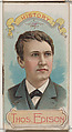 History of Thomas Alva Edison, from the Histories of Poor Boys and Famous People series of booklets (N79) for Duke brand cigarettes, W. Duke, Sons & Co.  American, Commercial color lithograph