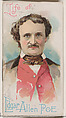 History of Edgar Allan Poe, from the Histories of Poor Boys and Famous People series of booklets (N79) for Duke brand cigarettes, W. Duke, Sons & Co. American, Commercial color lithograph