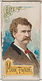 Life of Mark Twain, from the Histories of Poor Boys and Famous People series of booklets (N79) for Duke brand cigarettes, W. Duke, Sons & Co. American, Commercial color lithograph