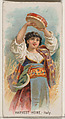 Harvest Home, Italy, from the Holidays series (N80) for Duke brand cigarettes, W. Duke, Sons & Co.  American, Commercial color lithograph