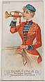 Bugle, from the Musical Instruments series (N82) for Duke brand cigarettes, W. Duke, Sons & Co.  American, Commercial color lithograph