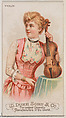 Violin, from the Musical Instruments series (N82) for Duke brand cigarettes, W. Duke, Sons & Co.  American, Commercial color lithograph