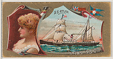 Steamship Atlas, Atlas Steamship Company, from the Ocean and River Steamers series (N83) for Duke brand cigarettes, W. Duke, Sons & Co. American, Commercial color lithograph