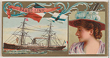 Steamship Burgundia, Fabre Line, from the Ocean and River Steamers series (N83) for Duke brand cigarettes, W. Duke, Sons & Co. American, Commercial color lithograph
