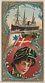 Steamship Hekla, Thingvalla Line, from the Ocean and River Steamers series (N83) for Duke brand cigarettes, W. Duke, Sons & Co.  American, Commercial color lithograph