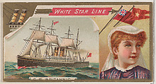 Steamship Britannic, White Star Line, from the Ocean and River Steamers series (N83) for Duke brand cigarettes, W. Duke, Sons & Co.  American, Commercial color lithograph