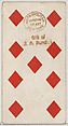 Nine Diamonds, from the Playing Cards series (N84) to promote Turkish Cross-Cut Cigarettes for W. Duke, Sons and Co., W. Duke, Sons & Co.  American, Commercial color lithograph