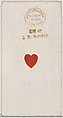 One Heart, from the Playing Cards series (N84) to promote Turkish Cross-Cut Cigarettes for W. Duke, Sons and Co., W. Duke, Sons & Co.  American, Commercial color lithograph