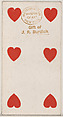 Six Hearts, from the Playing Cards series (N84) to promote Turkish Cross-Cut Cigarettes for W. Duke, Sons and Co., W. Duke, Sons & Co.  American, Commercial color lithograph