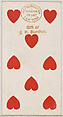 Eight Hearts, from the Playing Cards series (N84) to promote Turkish Cross-Cut Cigarettes for W. Duke, Sons and Co., W. Duke, Sons & Co.  American, Commercial color lithograph