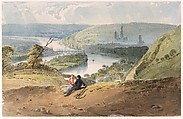 Rouen, View from Bon-Secours, Richard Parkes Bonington (British, Arnold, Nottinghamshire 1802–1828 London), Watercolor, pen and brown ink, over graphite