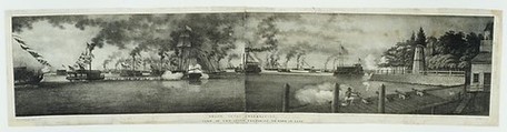 Grand Canal Celebration: View of the Fleet Preparing to Form in Line, Anthony Imbert (American, born France, active New York 1825–ca. 1838), Lithograph