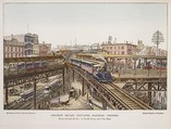 Chatham Square Elevated Railroad Crossing, Charles Magnus & Company  American, Wood engraving, hand colored