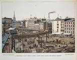 Coenties Slip, New York.--Down Town Export and Import Trading, Charles Magnus & Company  American, Wood engraving, hand colored