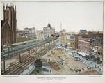 Broadway and 6th Avenue Junction. 33rd St. Elevated R.R. Station, Charles Magnus & Company  American, Wood engraving, hand colored
