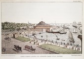 Castle Garden Landing for Emigrants, Barge Office, Battery, Charles Magnus & Company  American, Wood engraving, hand colored