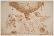 Wine Cooler or Vase on a Classical Pedestal, Aubert Henri Joseph Parent (French, Cambrai 1753–1835 Valenciennes), Red chalk over graphite underdrawing