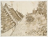 Street in Saintes-Maries-de-la-Mer, Vincent van Gogh (Dutch, Zundert 1853–1890 Auvers-sur-Oise), Reed pen, quill, and brown ink over black chalk on wove paper (backed with wove paper)