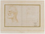 Head of a Bearded Man in Profile to Left, possibly the Portrait of the Poet Giorgio Anselmi (ca. 1459-1528), with Faint Sketch of a Skull-like Head, Parmigianino (Girolamo Francesco Maria Mazzola) (Italian, Parma 1503–1540 Casalmaggiore), Red chalk, the head at the left over a stylus sketch