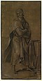 Saint Thomas, Hans Holbein the Younger (German, Augsburg 1497/98–1543 London), Pen and black ink, brush and gray wash, heightened with white gouache
