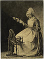 A Woman Spinning Flax, François Bonvin (French, Paris 1817–1888 Saint-Germain-en-Laye), Charcoal on laid paper