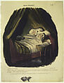 Voilà le moment (passé minuit), ou le calme et la paix régnent véritablement dans les heureux menages (Moeurs Conjugales, No. 29), Honoré Daumier  French, Hand-colored lithograph; second state of four (Delteil)