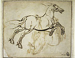 Study of a Horse (recto); Study of a Standing Horse (verso), Jacques Callot (French, Nancy 1592–1635 Nancy), Quill and reed pen and iron gall ink; minor evidence of leadpoint or graphite tracing of the standing horse visible on the recto