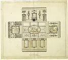 Design for the Dining Room at Kirtlington Park, Oxfordshire, John Sanderson (British, active from 1730, died 1774), Pen and gray, and brown ink, brush and wash