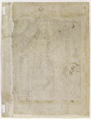 Saint Peter and Saint John Healing a Cripple at the Gate of the Temple, Perino del Vaga (Pietro Buonaccorsi) (Italian, Florence 1501–1547 Rome), Pen and brown ink, over black chalk (recto); pen and brown sketch of a right hand at upper left, and circle in red chalk at lower right (verso)