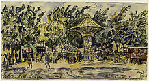 Village Festival (La Vogue), Paul Signac (French, Paris 1863–1935 Paris), Black chalk and watercolor on paper