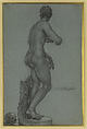 Venus de' Medici; view from the back, Peter van Lint (Flemish, Antwerp 1609–1690 Antwerp), Black chalk, brush and gray wash, heightened with white, on blue paper