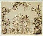 The Rescue of a Drowned Man (recto); Study of a Horse (verso), Théodore Gericault (French, Rouen 1791–1824 Paris), Pen and brown ink