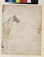 The Rescue of a Drowned Man (recto); Study of a Horse (verso), Théodore Gericault (French, Rouen 1791–1824 Paris), Pen and brown ink