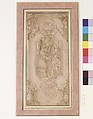 Design for a Cartouche with a Religious Subject in the Central Compartment, Attributed to Taddeo Zuccaro (Italian, Sant&#39;Angelo in Vado 1529–1566 Rome), Pen and brown ink, brush and brown wash, over leadpoint (?)