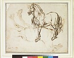 Study of a Horse (recto); Study of a Standing Horse (verso), Jacques Callot (French, Nancy 1592–1635 Nancy), Quill and reed pen and iron gall ink; minor evidence of leadpoint or graphite tracing of the standing horse visible on the recto