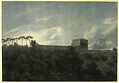 View of the Villa Lante on the Janiculum in Rome, John Robert Cozens (British, London 1752–1797 London), Brush and watercolor over traces of graphite