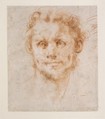 Study of a Man's Head, Jacopo da Pontormo (Jacopo Carucci) (Italian, Pontormo 1494–1556 Florence), Red chalk; stumping