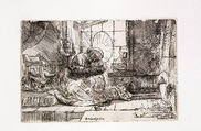 Virgin and Child with the Cat: and Joseph at the Window, After Rembrandt (Rembrandt van Rijn) (Dutch, Leiden 1606–1669 Amsterdam), Etching; second of four states