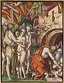 Christ in Limbo, from "The Small Woodcut Passion", Albrecht Dürer (German, Nuremberg 1471–1528 Nuremberg), Hand-colored woodcut
