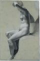 Seated Female Nude (recto); Standing Male Nude (verso), Pierre Paul Prud'hon (French, Cluny 1758–1823 Paris), Black and white chalk, stumped, on blue paper