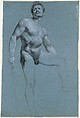 Seated Female Nude (recto); Standing Male Nude (verso), Pierre Paul Prud'hon (French, Cluny 1758–1823 Paris), Black and white chalk, stumped, on blue paper