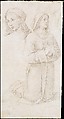 Study of a Kneeling Youth and of the Head of Another, Perugino (Pietro di Cristoforo Vannucci) (Italian, Città della Pieve, active by 1469–died 1523 Fontignano), Metalpoint on pale pink-beige prepared paper