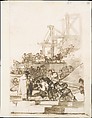 Construction; page 46, from "Images of Spain" Album (F), Goya (Francisco de Goya y Lucientes) (Spanish, Fuendetodos 1746–1828 Bordeaux), Brush and gray-brown and irongall wash, with scraping