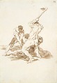 Three men digging; folio 51 from the "Images of Spain" Album (F), Goya (Francisco de Goya y Lucientes) (Spanish, Fuendetodos 1746–1828 Bordeaux), Brush with brown and gray-brown wash