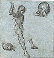 Studies of a Seated Youth in Armor, Vittore Carpaccio (Italian, Venice 1460/66?–1525/26 Venice), Black chalk, point of brush and gray wash, highlighted with white gouache, on blue paper