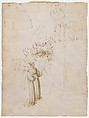 Two Monks Looking up at a Dragon in a Tower, Anonymous, Italian, Tuscan, early 15th century, Pen and brown ink, brush and brown wash, on vellum