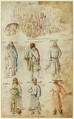 Famous Men and Women from Classical and Biblical Antiquity, Attributed to Barthelemy d&#39;Eyck (Netherlandish, flourished 1444–1469), Pen and brown ink, brush and watercolor of various hues