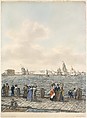 New York Harbor from the Battery, Thomas Thompson (American (born England), Whorlton 1775/76–1852 New York), Lithograph with hand coloring in three panels
