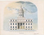 First Merchants' Exchange, New York (elevation of main façade), Alexander Jackson Davis (American, New York 1803–1892 West Orange, New Jersey), Watercolor, pen and black ink over graphite